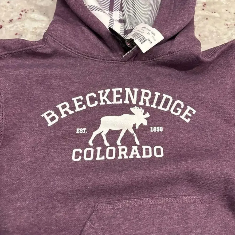 Outfitter Trading Co kids Breckenridge Colorado Purple Hoodie Sweatshirt‎